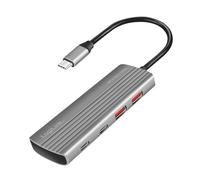 LogiLink UA0413 - Hub USB 3.2 Gen2 ultra sottile, 2x USB-A, 2x USB-C, con PD (Power Delivery), 100 W, colore: Grigio
