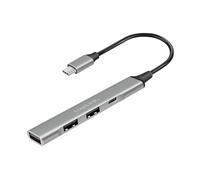LogiLink UA0416 - Hub USB-C (USB 3.2 Gen1) a 4 porte dal design sottile, con protezione da sovracorrente, sovratensione, retrocorrente, alloggiamento in alluminio