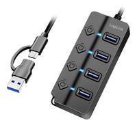 LogiLink UA0419 - Hub USB 3.2 Gen1 con 4 porte e interruttore on/off (per porta)