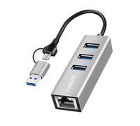 LogiLink UA0440 - USB-C 3.2 Gen 1 Hub a 5G Ethernet RJ45 adattatore con 3 USB A