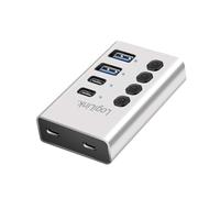 LogiLink UA0446 - Hub USB 3.2 Gen1 con 4 porte e cavo/adattatore, USB tipo A e USB tipo C, interruttore on/off, in alluminio