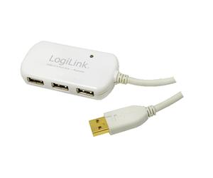 Logilink USB 2.0 Active Extension Cavo con mozzo USB 12 M, hub USB 4 volte, Collegamenti: 1 X Plug USB-A, 4 x (UA0108) - Nouvo
