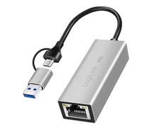 LogiLink USB-a/C adattatore Ethernet con 2,5G, argento