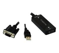 LOGILINK CV0060 - HDMI A su VGA, + USB-A + jack da 3,5 mm, 1080p, 15 cm
