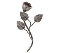 LogistSystem Rosa con foglie in ferro battuto fiore decorativo in acciaio, decorazione da giardino, rosa in metallo, decorazione per la casa, decorazione natalizia, per esterni, metallo, acciaio,