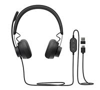Logitech 981-001104 Zone 750 Cuffie Over Ear con Cavo e Microfono Avanzato con Cancellazione del Rumore, USB-C e Adattatore USB-A incluso, Compatibilità Plug-and-Play- Grigio, Unisize