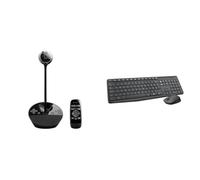 Logitech BCC950 ConferenceCam per Conferenze da Ufficio, Nero & MK235 Combo Tast