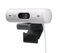 Logitech Brio 500 Webcam Full HD Correzione Luce, Show Mode, Microfono Riduzione del Rumore, Copertura Privacy, Streaming, Funziona con Microsoft Teams, Google Meet, Zoom, Cavo USB-C - Bianco