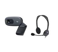 Logitech C270 Webcam HD, HD 720p/30fps, Videochiamate HD Widescreen, Correzione