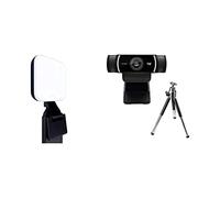 Logitech C922 Pro Stream Webcam + Litra Glow Luce LED Streaming Premium + Blue Yeti Microfono Professionale USB a Condensatore Multi-Pattern - Nero