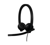 Logitech H570e, cuffia con microfono USB per PC e Mac, cuffia cablata USB-A con audio stereo, microfoni con cancellazione del rumore e controlli sul cavo, certificata per Microsoft Teams, nera
