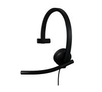 Logitech H570e cuffia con microfono per PC e Mac, cuffia con microfono cablata USB-A con audio mono, microfoni con cancellazione del rumore, controlli sul cavo, certificata per Microsoft Teams, nera