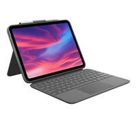 Logitech Custodia con tastiera rimovibile Combo Touch per iPad (decima generazione) con trackpad di precisione di grandi dimensioni, tastiera retroilluminata di dimensioni standard e tecnologia Smart Connector, layout britannico - grigia