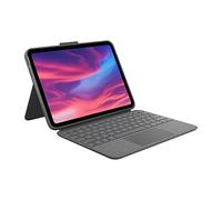 Logitech Custodia con tastiera rimovibile Combo Touch per iPad (decima generazione) con trackpad di precisione di grandi dimensioni, tastiera retroilluminata di dimensioni standard e tecnologia Smart Connector, layout britannico - grigia