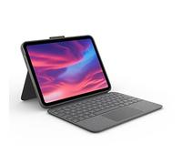Logitech Custodia con tastiera rimovibile Combo Touch per iPad (decima generazione) con trackpad di precisione di grandi dimensioni, tastiera retroilluminata di dimensioni standard e tecnologia Smart Connector, layout britannico - grigia