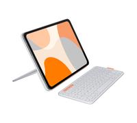 Logitech Flip Folio, custodia con tastiera per iPad Pro (M4),iPad Air da 11 pollici(M2 e M3)(5ª Gen - 2024)Custodia protettiva e ripiegabile, più multi dispositivo Bluetooth,ITA QWERTY -Grigio Pallido
