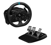 Logitech G G923 volante da corsa e pedali con ritorno di forza TRUEFORCE fino a 1000 Hz, design di guida reattivo, controllo con doppia frizione e rivestimento del volante per PS5, PS4, PC e Mac -Nero