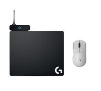 Logitech G PRO X SUPERLIGHT 2 LIGHTSPEED Mouse da Gioco Wireless, Leggero, USB-C, PC e Mac + POWERPLAY Ricarica Wireless Tappetino Mouse, Tappetino per Mouse Gaming in Tessuto o Rigido, Bianco