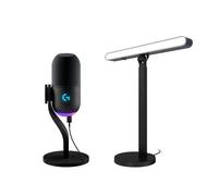 Logitech G Yeti GX Microfono gaming RGB e Litra Beam LX Dual-Sided luce per streaming, kit di luce e microfono per gaming - LIGHTSYNC RGB, PC/Mac - Nero