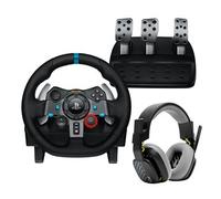 Logitech G29 Driving Force Racing Wheel e Foot Controller Pack per PS5 PS4 PC Mac Nero + Astro A10 V2 Gen 1 Blan Gaming Headset - Nouvo