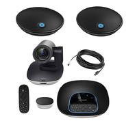 Logitech Group + microfoni e cavo di estensione Soluzione completa per videoconferenze, ideale per grandi sale riunioni.