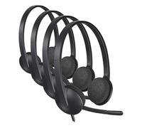 Logitech H340 Cuffie Cablate per Computer, Cuffie Stereo con Microfono e Audio Digitale, Cancellazione Rumore, USB, PC/Mac/Laptop/Chromebook - Nero (Confezione da 4)