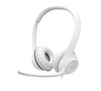 Logitech H390 Cuffia con Cavo per PC/Portatile, Auricolari Stereo con Microfono con Cancellazione del Rumore, USB-A, Comandi Integrati, Compatibile con i Chromebook, Bianco