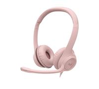 Logitech H390 Cuffia con Cavo per PC/Portatile, Auricolari Stereo con Microfono con Cancellazione del Rumore, USB-A, Comandi Integrati, Compatibile con i Chromebook, Rosa