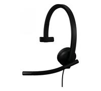 Logitech H570e cuffia con microfono per PC e Mac, cuffia con microfono cablata USB-A con audio mono, microfoni con cancellazione del rumore, controlli sul cavo, certificata per Microsoft Teams, nera