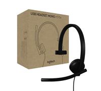 Logitech H570e cuffia con microfono per PC e Mac, cuffia con microfono cablata USB-A con audio mono, microfoni con cancellazione del rumore, controlli sul cavo, certificata per Microsoft Teams, nera
