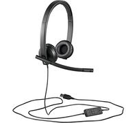 Logitech H570e Cuffie Cablate, Cuffie Mono con Microfono Cancellazione di Rumore, USB, Controlli in Linea con Pulsante Disattiva Audio, Indicatore LED, Compatibili Con PC/Mac/Laptop - Nero
