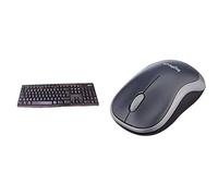 Logitech K270 - Tastiera senza fili (layout tedesco, QWERTZ) nero & M185 mouse wireless (USB, compatibile con Windows, Mac, Linux), colore: Grigio