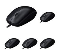 Logitech M100 Mouse 3 pulsanti Tracciamento ottico 1000 DPI, ambidestro, compatibile con PC, Mac, laptop - nero (Confezione da 5)