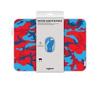 Logitech Mini Mouse senza fili M187 & 14" Sleeve Bundle - Rosso/Blu Camo