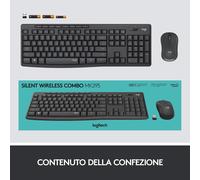 Logitech Kit Tastiera + Mouse RF Wireless Range 10 mt colore Grigio - 920-009797 MK295 Silent Wireless Combo