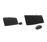 Logitech Mk330 Kit Tastiera E Mouse Wireless Per Windows, Wireless 2.4 Ghz Con Ricevitore Usb Unifying, Nero & MK120 Combo Tastiera e Mouse con Filo per Windows, Nero