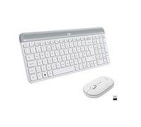 Logitech MK470 Slim Combo - Mouse per tastiera wireless, 2,4 GHz tramite ricevitore nano USB, portata 10 m, durata della batteria 18 mesi, PC/laptop, layout UK QWERTY - bianco