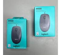 LOGITECH Mouse USB Cablato Di Dimensioni Normali (2 Pezzi) 4.5" x 2.5" Nero M100