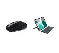 Logitech MX Anywhere 3S for Mac, mouse wireless Bluetooth compatto, 8000 DPI su qualsiasi superficie, Flip Folio, custodia con tastiera per iPad Pro (M4), iPad Air da 11 pollici (M2 e M3), ITA QWERTY