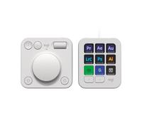 Logitech MX Creative Console, keypad programmabile con 9 tasti LCD personalizzabili e manopola di controllo progettazione grafica, montaggio video, fotografia, Adobe, Zoom, Spotify - Grigio Pallido
