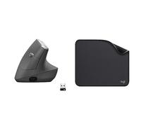 Logitech MX Ergonomic Wireless Vertical Mouse, Multi-Device, Bluetooth or 2.4 GHz Unifying USB Receiver, Mouse Pad - Studio Series Computer with Non-Slip Rubber Base,Easy Sliding, Splatter Resistant