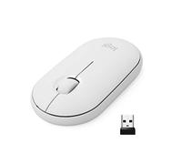 Logitech Pebble Mouse Wireless, Bluetooth o 2,4 GHz con Mini Ricevitore USB, Silenzioso, Mouse per Computer Sottile, Clic silenziosi, per PC/Mac/Laptop/iPadOS/Chromebook - Bianco