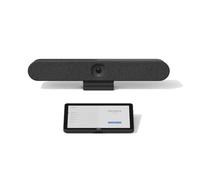 Logitech Rally Bar Huddle - Telecamera per conferenze all-in-one con controller touch Tap + kit CAT5e, telecamera PTZ 4K UHD, zoom 4x, altoparlante, 6 microfoni, display da 10,1", oleorepellente