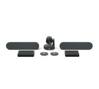 Logitech Rally Plus - Kit telecamera per videoconferenza 4K UltraHD (UHD), fotocamera da rally, display e hub da tavolo, 2 altoparlanti da rally, 2 microfoni da rally, telecomando, certificato per