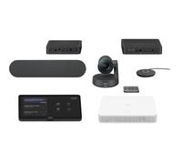 Logitech Room Solution for Teams & Zoom Medium Kit - Rally PTZ 4K UHD Camera, RoomMate, Tap Controller, Table & Display Hub, Speaker & Mic Pod, Cavo USB resistente, Kit di montaggio per calcolo e