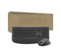 Logitech Signature Comfort Plus Combo MK880 for Business, tastiera e mouse wireless di dimensioni standard con poggiapolsi,clic silenziosi,ricevitore sicuro,Bluetooth, Windows/macOS,ITA QWERTY-Grafite