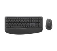 Logitech Signature Comfort Plus Combo MK880 for Business, tastiera e mouse wireless full-size con poggiapolsi, clic silenziosi, ricevitore sicuro, Bluetooth, Windows/macOS - Grafite - QWERTZ