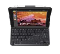 Logitech Slim Folio Custodia per iPad con Tastiera Wireless Bluetooth, iPad 5a/6a Generazione (A1893, A1954, A1822, A1823), 14 Tasti Scelta Rapida iOS, Layout Francese Azerty, Nero