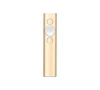 Logitech Spotlight Presenter, Puntatore Laser per Presentazioni Wireless, 2,4 GHz e Bluetooth, Ricevitore USB, Puntatore Laser Digitale, Portata 30 Metri, Timer, PC/Mac/Android/iOS - Oro/Bianco