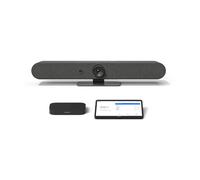 Logitech Tap + Rally Bar mini per Google Meet Sistema all-in-one con barra video, tablet touch-screen e mini-PC intelligente per piccole sale Google